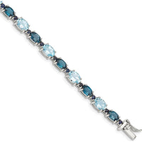 Sterling Silver Rhodium-Plated London Blue and Sky Blue Topaz Bracelet - 7.25" Length by Lumare Gioia