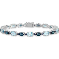 Sterling Silver Rhodium-Plated London Blue and Sky Blue Topaz Bracelet - 7.25" Length by Lumare Gioia