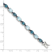Sterling Silver Rhodium-Plated London Blue and Sky Blue Topaz Bracelet - 7.25" Length by Lumare Gioia
