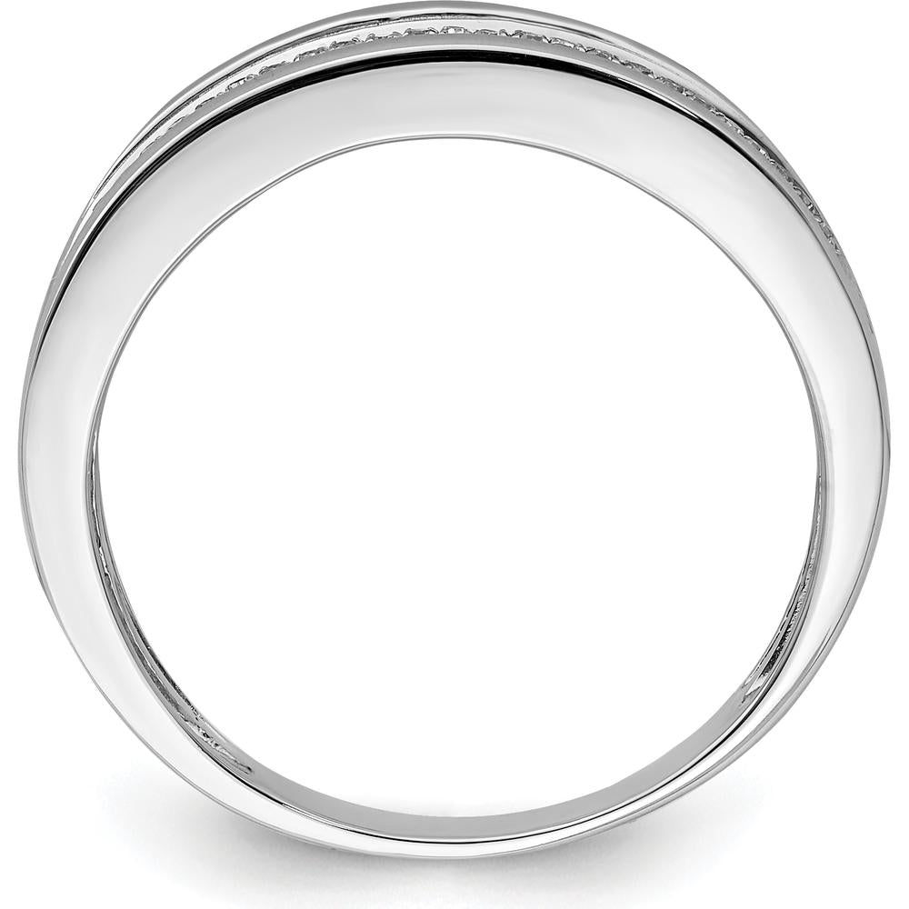 Sterling Silver Rhodium Plated Men's Band with 81 Round Diamonds - 0.20 Carat Total Diamond Weight by Lumare Gioia