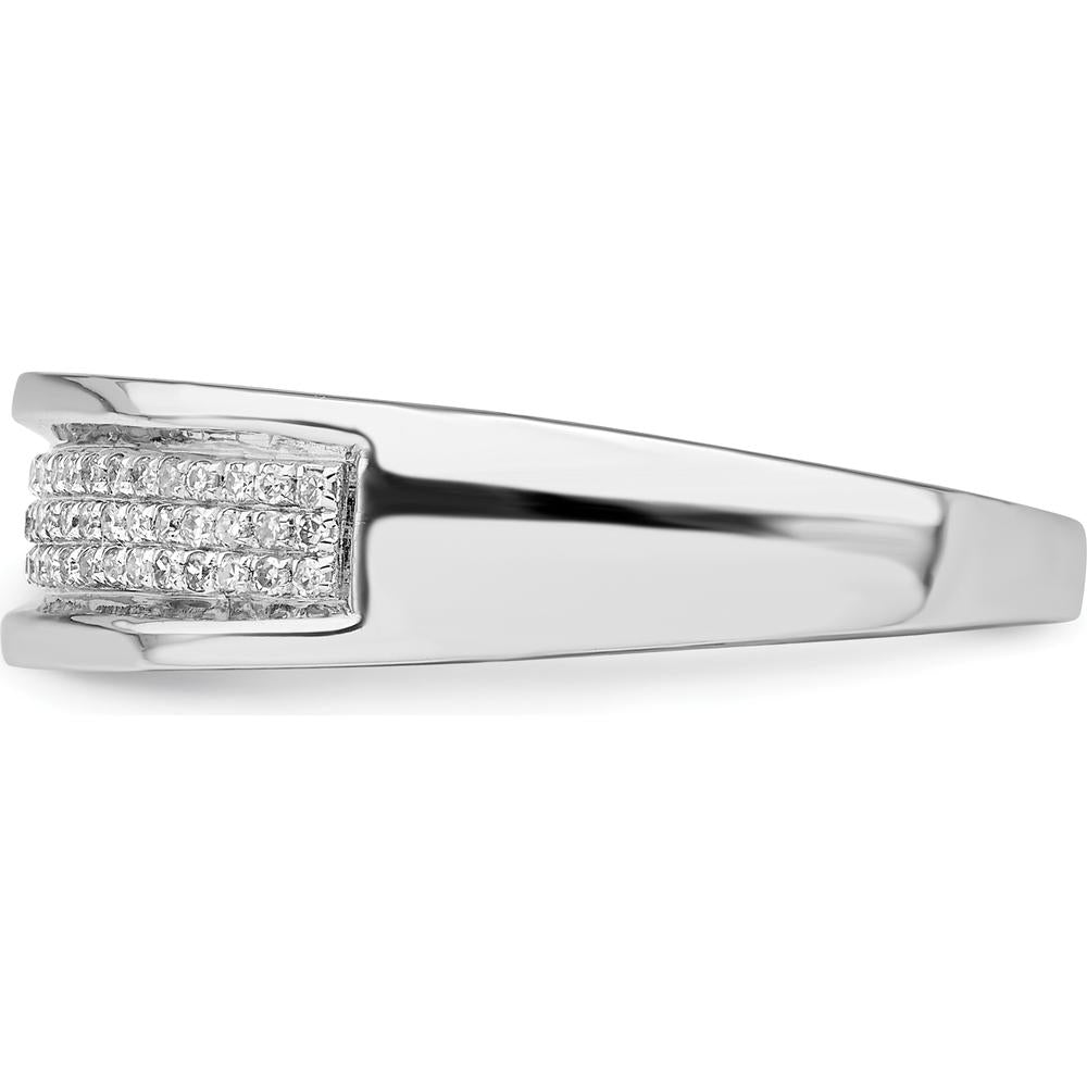 Sterling Silver Rhodium Plated Men's Band with 81 Round Diamonds - 0.20 Carat Total Diamond Weight by Lumare Gioia