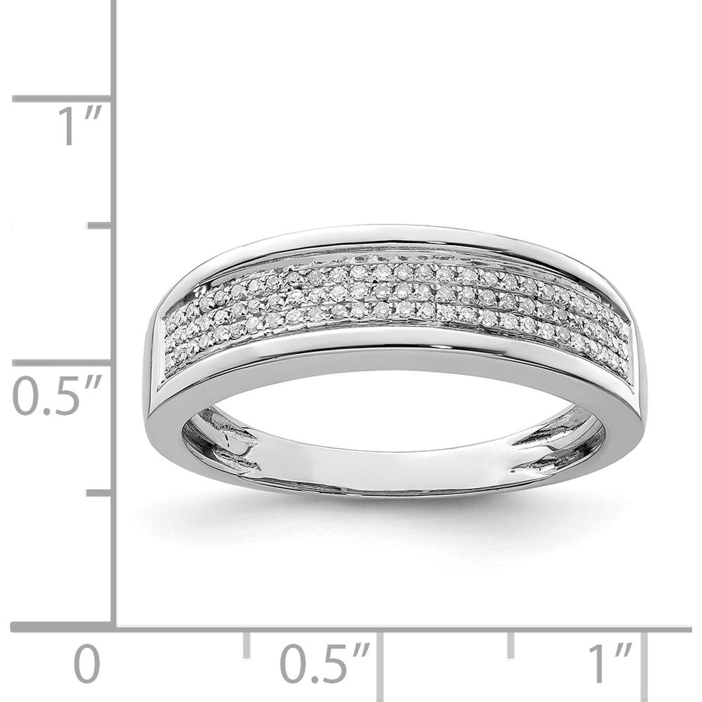 Sterling Silver Rhodium Plated Men's Band with 81 Round Diamonds - 0.20 Carat Total Diamond Weight by Lumare Gioia