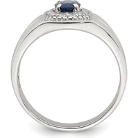 Sterling Silver Rhodium-Plated Men's Blue Sapphire and White Topaz Ring - 1.37 Carat Total Gem Weight by Lumare Gioia