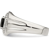 Sterling Silver Rhodium-Plated Men's Blue Sapphire and White Topaz Ring - 1.37 Carat Total Gem Weight by Lumare Gioia