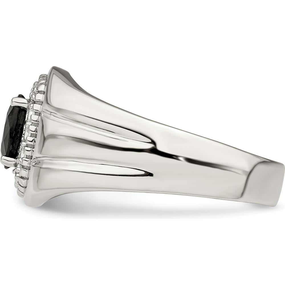 Sterling Silver Rhodium-Plated Men's Blue Sapphire and White Topaz Ring - 1.37 Carat Total Gem Weight by Lumare Gioia