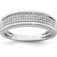 Sterling Silver Rhodium Plated Men's Diamond Band with 81 Round Natural Diamonds - 0.22 Carat Total Diamond Weight by Lumare Gioia