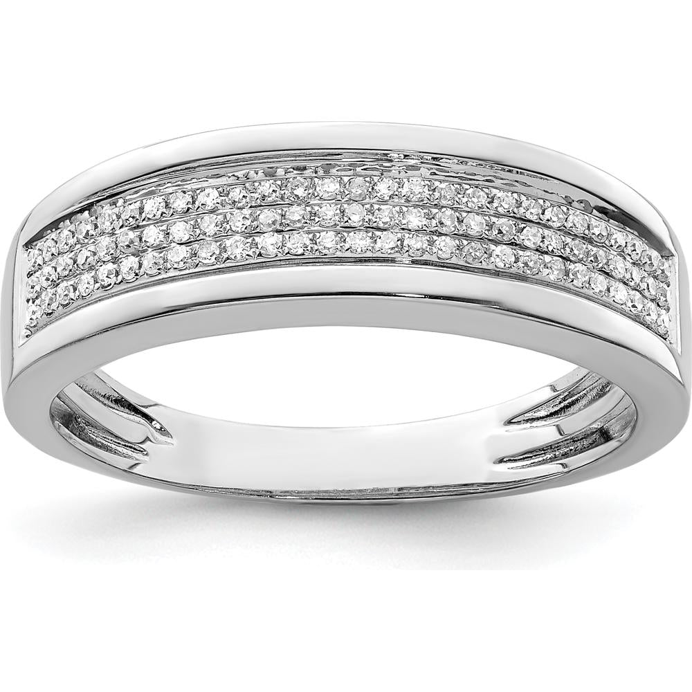 Sterling Silver Rhodium Plated Men's Diamond Band with 81 Round Natural Diamonds - 0.22 Carat Total Diamond Weight by Lumare Gioia
