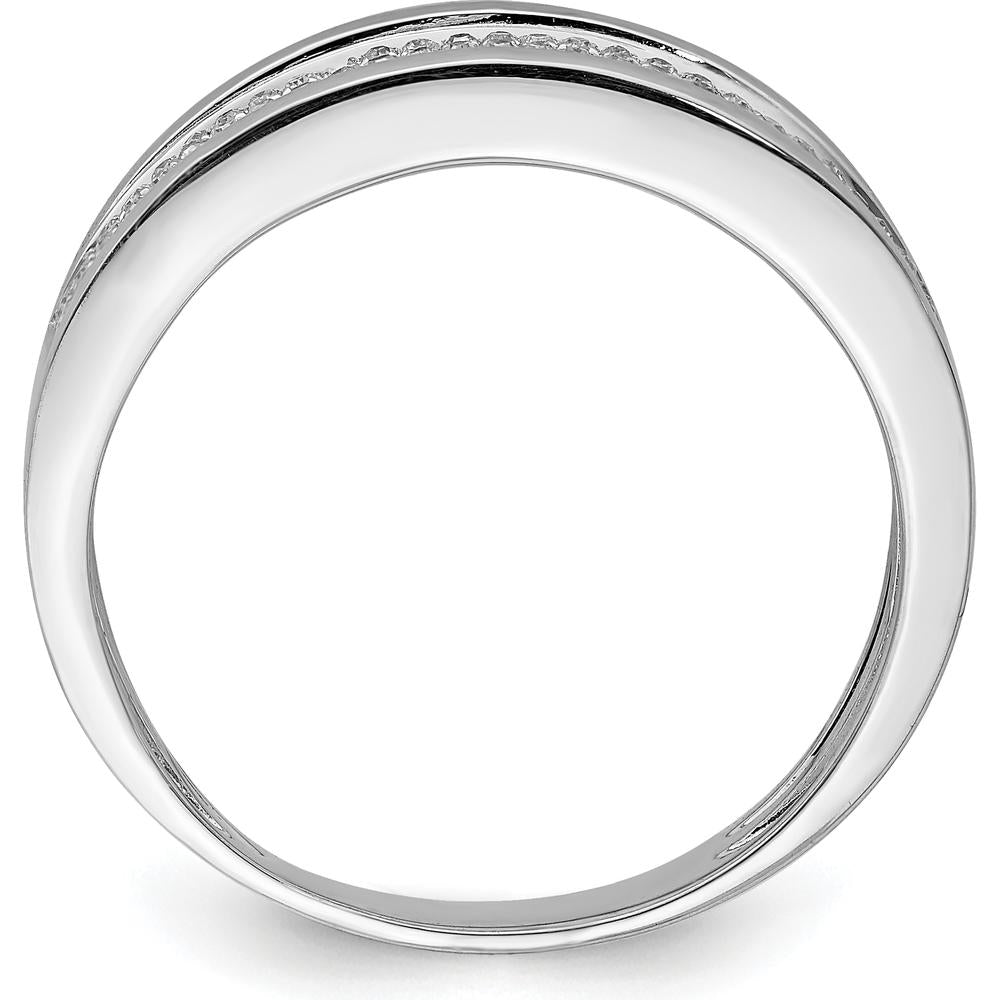 Sterling Silver Rhodium Plated Men's Diamond Band with 81 Round Natural Diamonds - 0.22 Carat Total Diamond Weight by Lumare Gioia