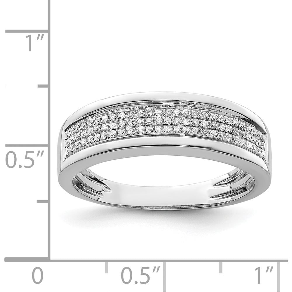 Sterling Silver Rhodium Plated Men's Diamond Band with 81 Round Natural Diamonds - 0.22 Carat Total Diamond Weight by Lumare Gioia