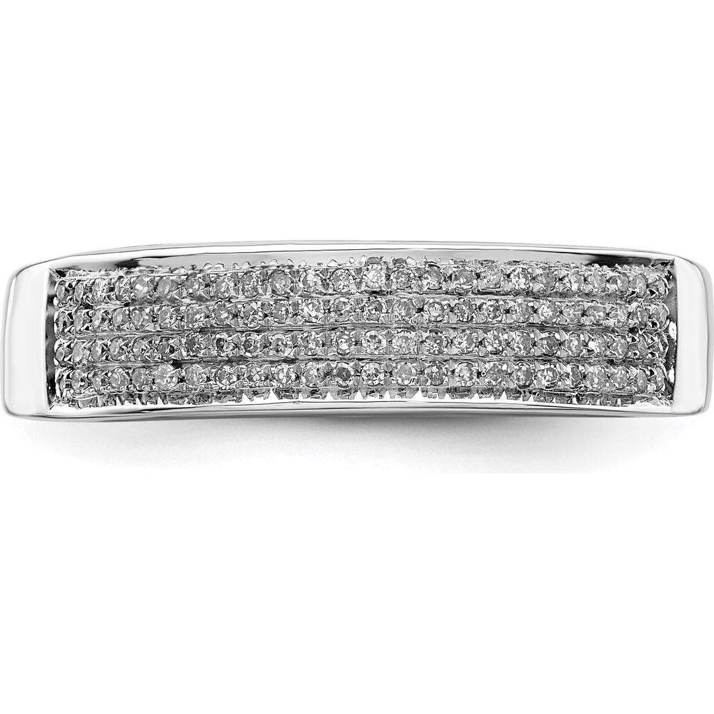 Sterling Silver Rhodium Plated Men's Diamond Band with 81 Round Natural Diamonds - 0.22 Carat Total Diamond Weight by Lumare Gioia