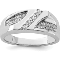 Sterling Silver Rhodium Plated Men's Diamond Ring with 0.330 Carat Round Diamonds by Lumare Gioia