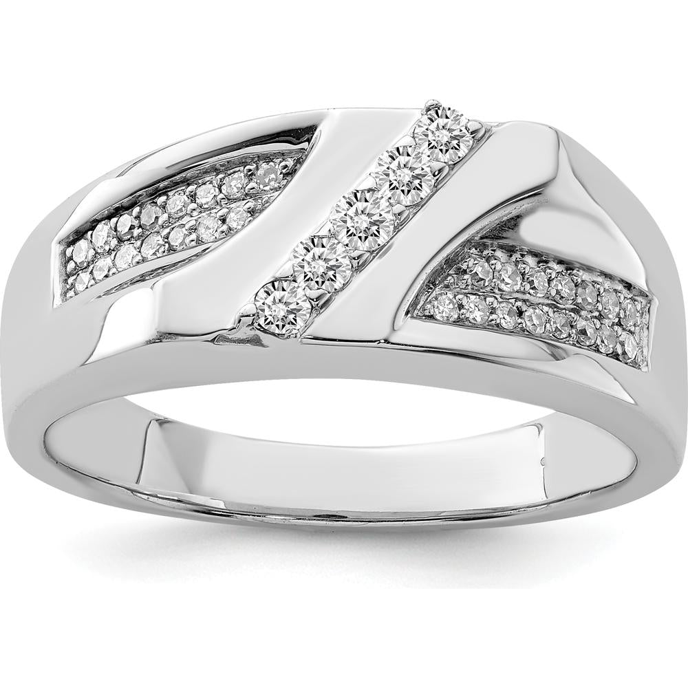 Sterling Silver Rhodium Plated Men's Diamond Ring with 0.330 Carat Round Diamonds by Lumare Gioia