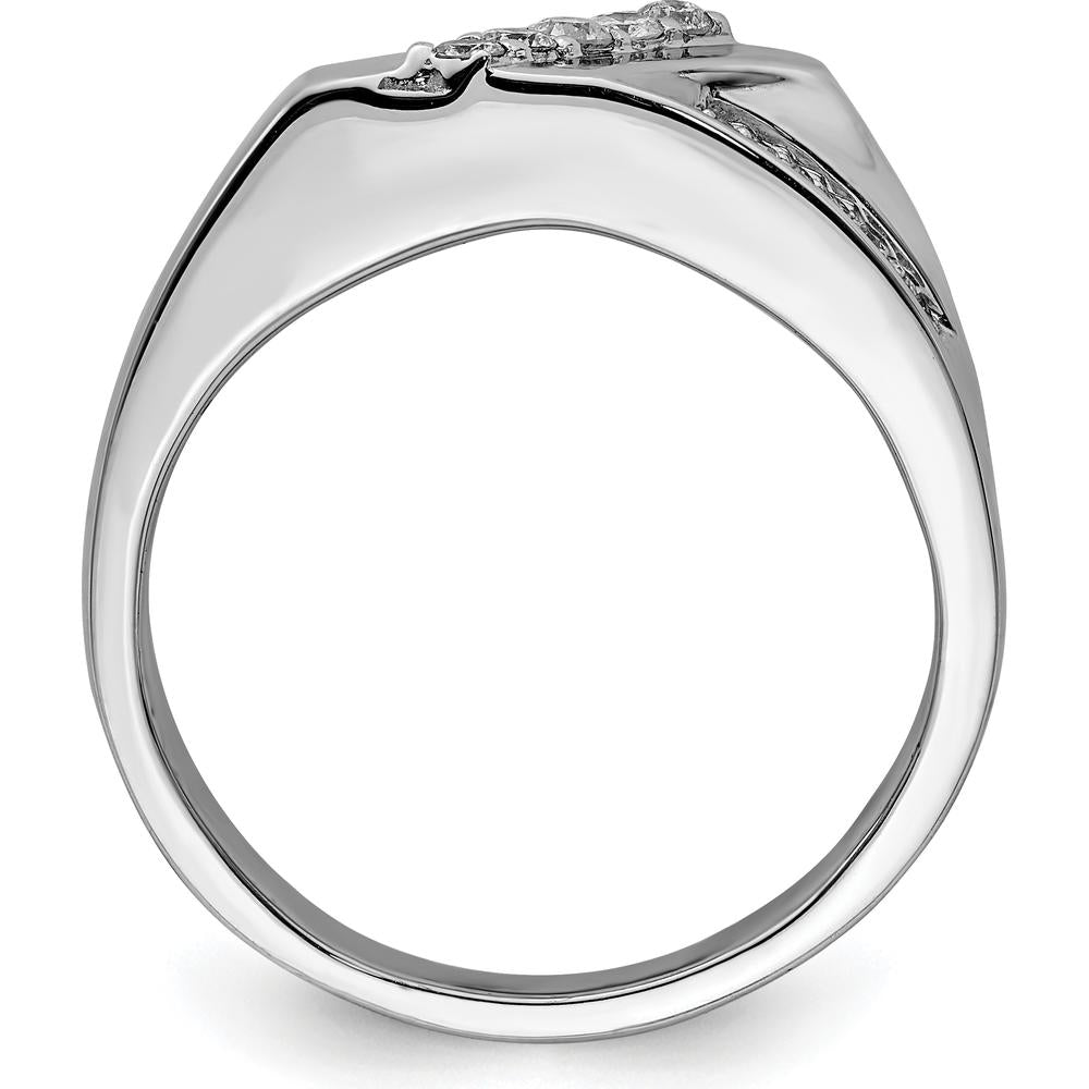 Sterling Silver Rhodium Plated Men's Diamond Ring with 0.330 Carat Round Diamonds by Lumare Gioia