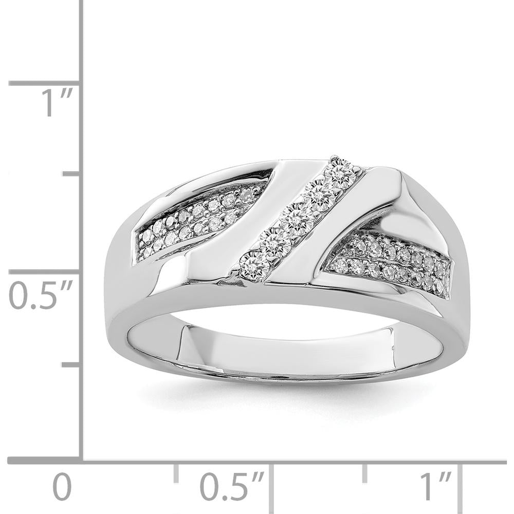 Sterling Silver Rhodium Plated Men's Diamond Ring with 0.330 Carat Round Diamonds by Lumare Gioia