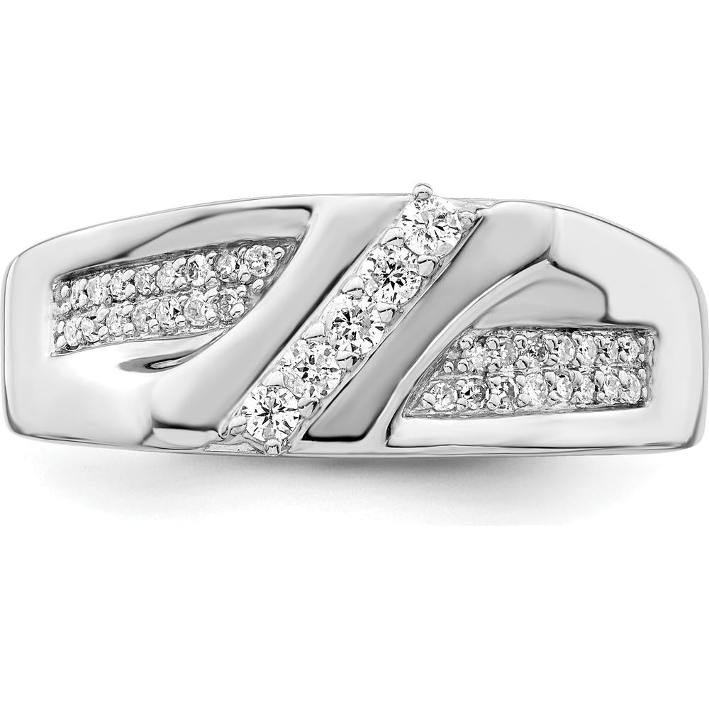 Sterling Silver Rhodium Plated Men's Diamond Ring with 0.330 Carat Round Diamonds by Lumare Gioia
