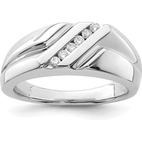 Sterling Silver Rhodium Plated Men's Diamond Ring with 6 Round White Diamonds - 0.15 Carat Total Diamond Weight by Lumare Gioia