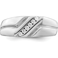 Sterling Silver Rhodium Plated Men's Diamond Ring with 6 Round White Diamonds - 0.15 Carat Total Diamond Weight by Lumare Gioia