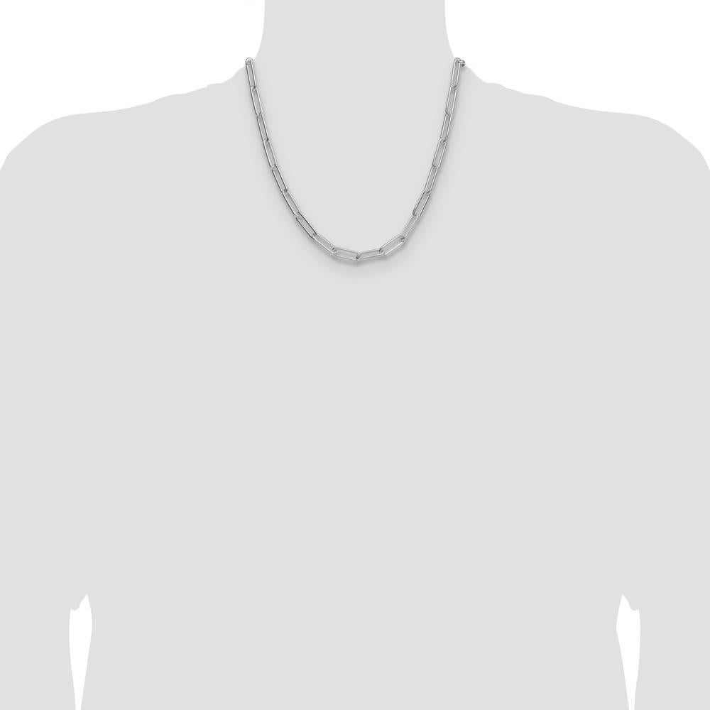 Sterling Silver Rhodium-Plated Paperclip Chain Necklace - 20" Length by Lumare Gioia