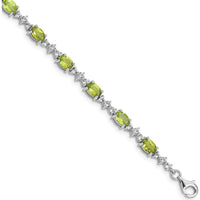 Sterling Silver Rhodium-Plated Peridot and White Topaz Tennis Bracelet - 0.513 Carat Peridot Weight, 0.099 Carat Topaz Weight by 0