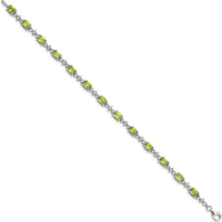 Sterling Silver Rhodium-Plated Peridot and White Topaz Tennis Bracelet - 0.513 Carat Peridot Weight, 0.099 Carat Topaz Weight by 0