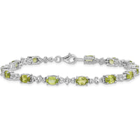 Sterling Silver Rhodium-Plated Peridot and White Topaz Tennis Bracelet - 0.513 Carat Peridot Weight, 0.099 Carat Topaz Weight by 0