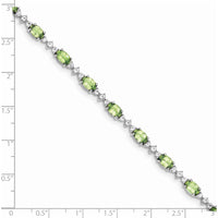 Sterling Silver Rhodium-Plated Peridot and White Topaz Tennis Bracelet - 0.513 Carat Peridot Weight, 0.099 Carat Topaz Weight by 0