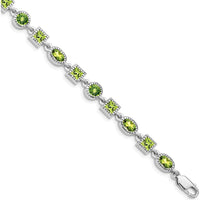Sterling Silver Rhodium-Plated Peridot Bracelet with Natural Green Peridot Stones - 7.2 Carat Total Gem Weight by Lumare Gioia