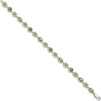 Sterling Silver Rhodium-Plated Peridot Bracelet with Natural Green Peridot Stones - 7.2 Carat Total Gem Weight by Lumare Gioia