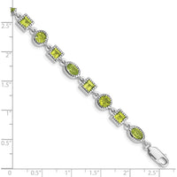 Sterling Silver Rhodium-Plated Peridot Bracelet with Natural Green Peridot Stones - 7.2 Carat Total Gem Weight by Lumare Gioia