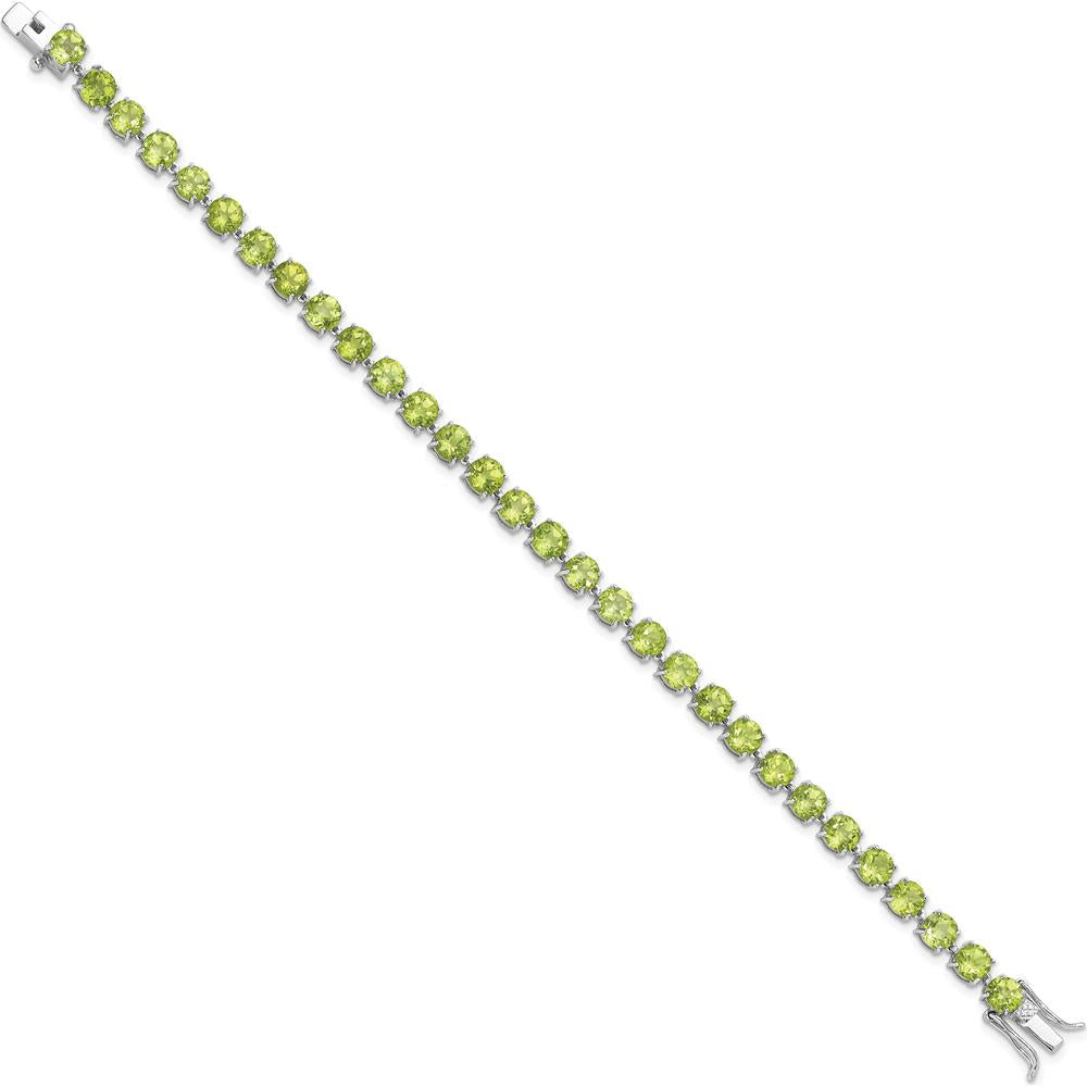 Sterling Silver Rhodium-Plated Peridot Tennis Bracelet - 16.74 Carat Total Peridot Weight by 0