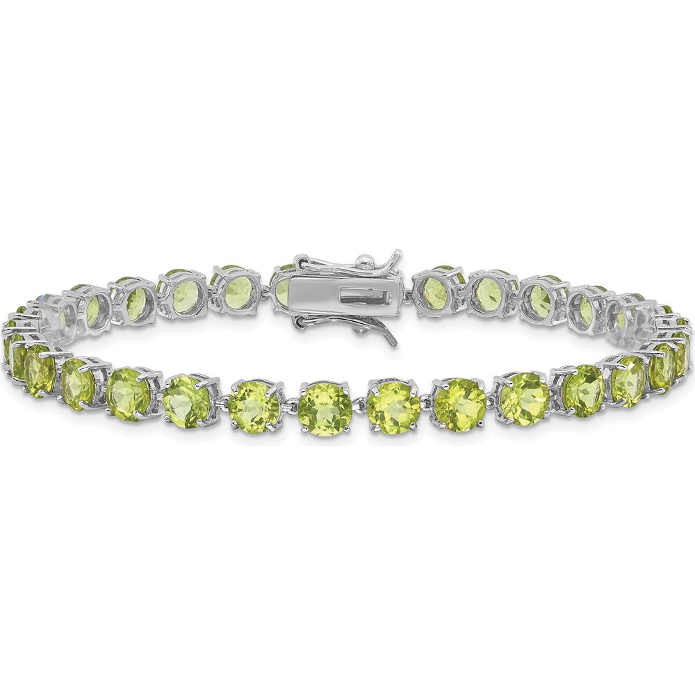 Sterling Silver Rhodium-Plated Peridot Tennis Bracelet - 16.74 Carat Total Peridot Weight by 0