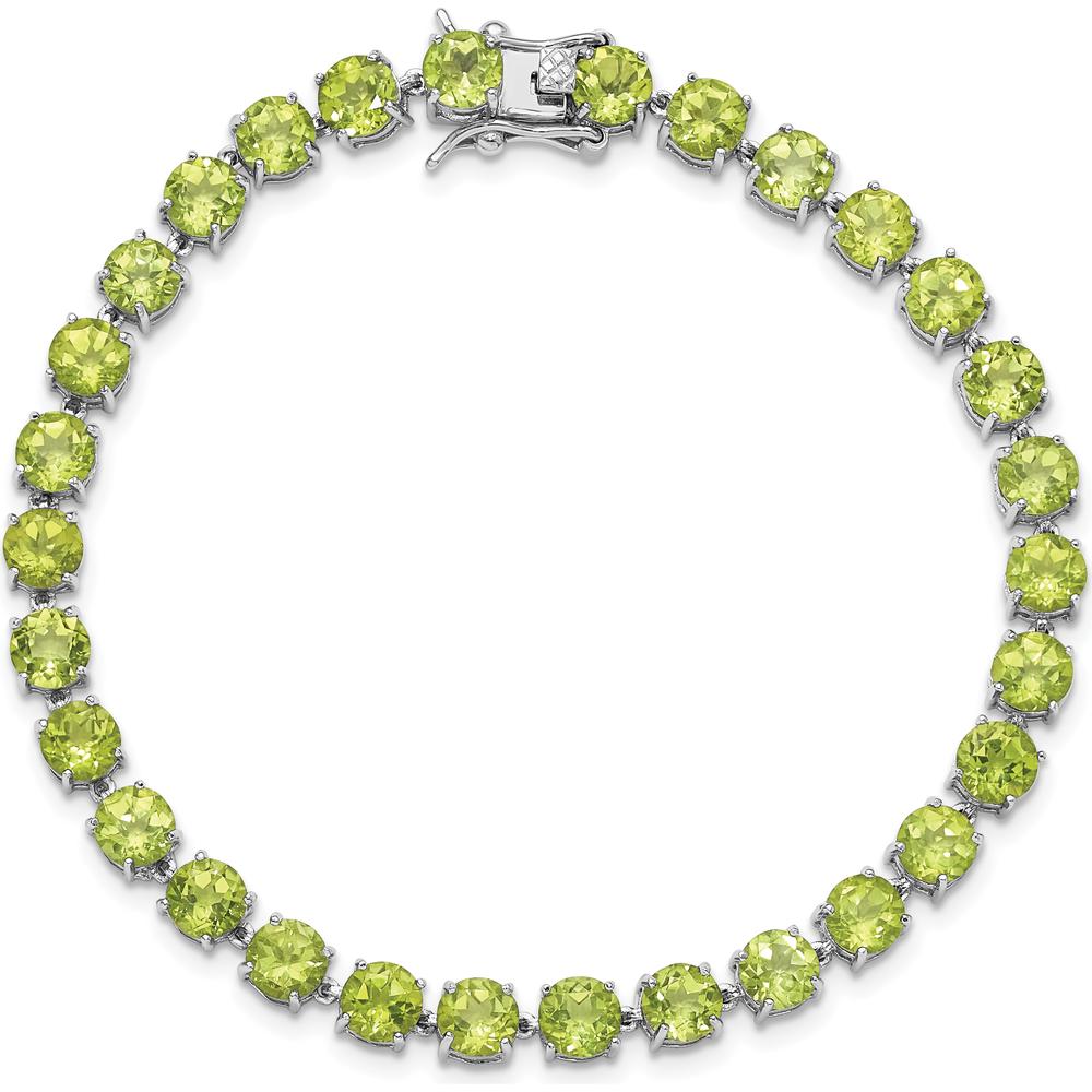 Sterling Silver Rhodium-Plated Peridot Tennis Bracelet - 16.74 Carat Total Peridot Weight by 0