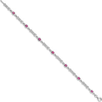 Sterling Silver Rhodium-Plated Pink Tourmaline and Diamond Bracelet - 0.18 Carat Tourmaline, 0.07 Carat Diamond Weight by 0