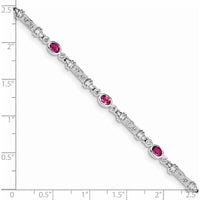 Sterling Silver Rhodium-Plated Pink Tourmaline and Diamond Bracelet - 0.18 Carat Tourmaline, 0.07 Carat Diamond Weight by 0