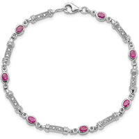 Sterling Silver Rhodium-Plated Pink Tourmaline and Diamond Bracelet - 0.18 Carat Tourmaline, 0.07 Carat Diamond Weight by 0