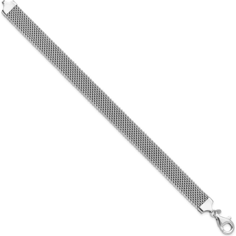 Sterling Silver Rhodium-Plated Polished 10mm Mesh Bracelet - 7.5in Length by Lumare Gioia