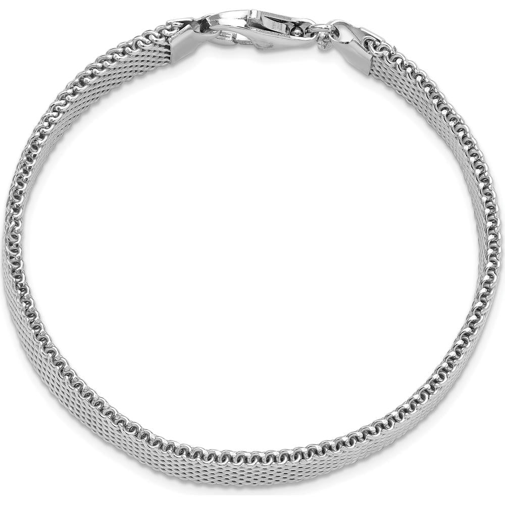 Sterling Silver Rhodium-Plated Polished 10mm Mesh Bracelet - 7.5in Length by Lumare Gioia