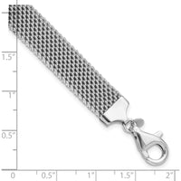 Sterling Silver Rhodium-Plated Polished 10mm Mesh Bracelet - 7.5in Length by Lumare Gioia
