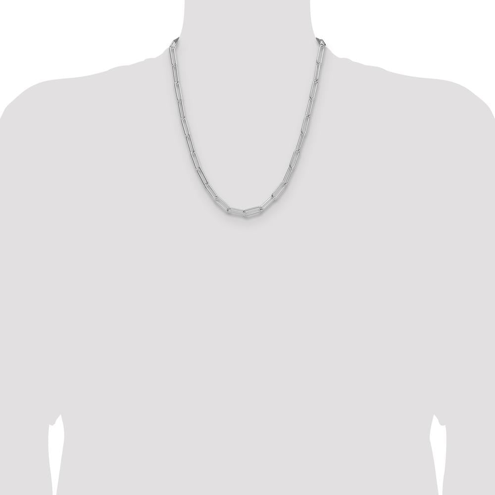 Sterling Silver Rhodium-Plated Polished 22" 5.5mm Paperclip Chain Necklace by Lumare Gioia