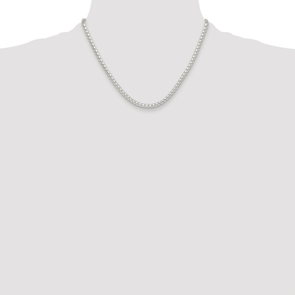 Sterling Silver Rhodium-Plated Polished 4mm Round Box Chain Necklace - 18 Inches by Lumare Gioia