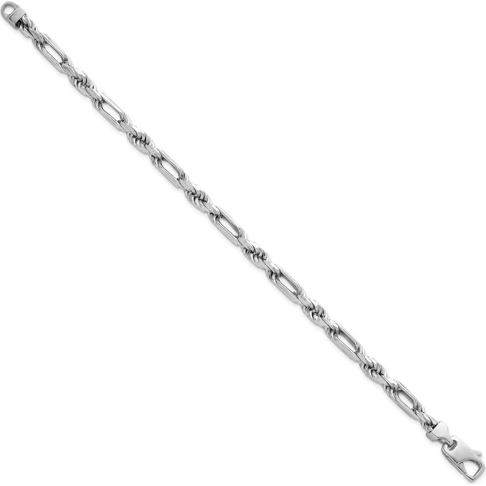 Sterling Silver Rhodium-Plated Polished 5.5mm Figaro Rope Chain 8" Bracelet by Lumare Gioia