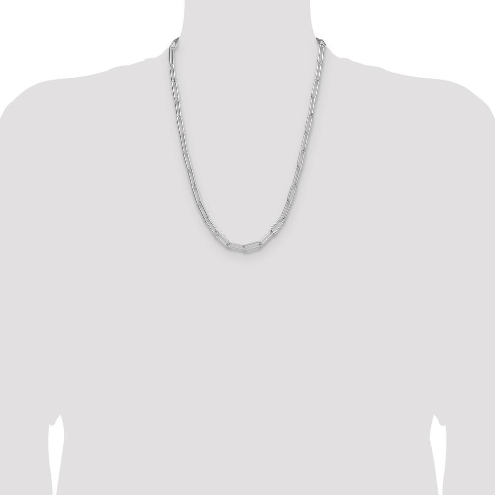 Sterling Silver Rhodium-Plated Polished 5.5mm Paperclip Chain Necklace - 24 inches by Lumare Gioia