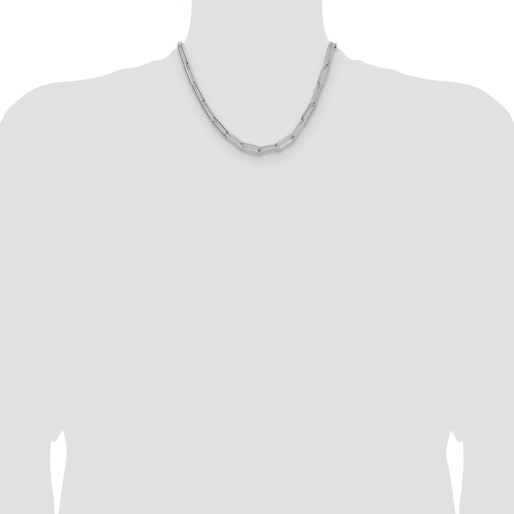 Sterling Silver Rhodium-Plated Polished 6.5mm Paperclip Chain Necklace - 18" Length by Lumare Gioia