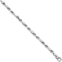 Sterling Silver Rhodium-Plated Polished 7mm Figaro Rope Chain Bracelet - 8.25" by Lumare Gioia
