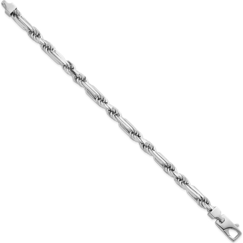 Sterling Silver Rhodium-Plated Polished 7mm Figaro Rope Chain Bracelet - 8.25" by Lumare Gioia