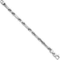 Sterling Silver Rhodium-Plated Polished 8mm Figaro Rope Chain Bracelet - 8" Length by Lumare Gioia