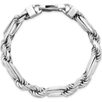 Sterling Silver Rhodium-Plated Polished 8mm Figaro Rope Chain Bracelet - 8" Length by Lumare Gioia