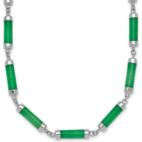 Sterling Silver Rhodium-Plated Polished Jade Bar Necklace 16.75" with 0.5" Extension by Lumare Gioia