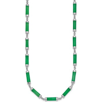 Sterling Silver Rhodium-Plated Polished Jade Bar Necklace 16.75" with 0.5" Extension by Lumare Gioia