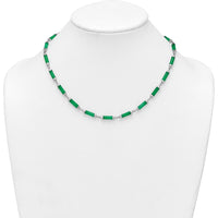 Sterling Silver Rhodium-Plated Polished Jade Bar Necklace 16.75" with 0.5" Extension by Lumare Gioia